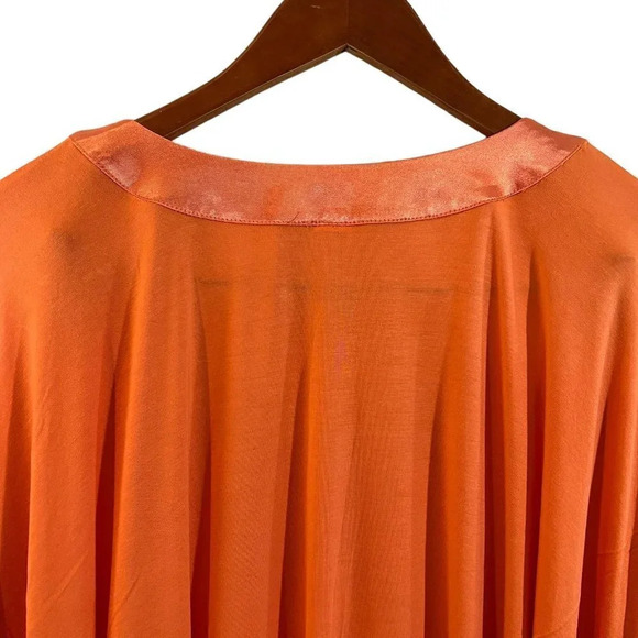 Kenneth Cole Orange Batwing Blouse Size Large Beaded Rhinestone Bling Flowy Top - Picture 4 of 9